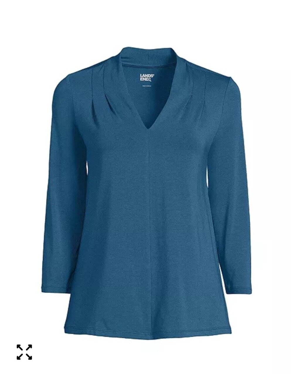 Lands' End Women's 3/4 Sleeve Light Weight Jersey V-neck Top